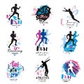 Sport logo, logotype sport. Running, marathon logo and illustrations.