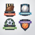 Sport logo set vector. Baseball, Soccer, Basketball Badges Logo Design Template.