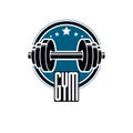 Sport logo for weightlifting gym and fitness club, retro stylize Royalty Free Stock Photo