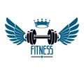 Sport logo for weightlifting gym and fitness club, vintage style Royalty Free Stock Photo