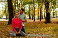 Sport Loving Couple Friends Sitting In Park Royalty Free Stock Photo