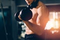 Sport male bodybuilding beautiful perfect strength chest muscular from core muscle training in fitness gym sport club Royalty Free Stock Photo