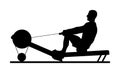 Sport man doing Seated Cable Row in gym silhouette illustration. Low cable pulley row seated. Fitness instructor.