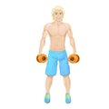 Sport man hold dumbbells bodybuilder athletic