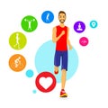 Sport Man Run Fitness App Tracker Icons Wearable