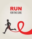 Sport Man Running Red Ribbon, AIDS Awareness.