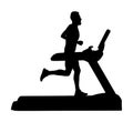 Sport man running on a treadmill in gym silhouette. Royalty Free Stock Photo