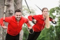 Sport man and woman training in park Royalty Free Stock Photo