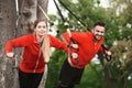 Sport man and woman training in park Royalty Free Stock Photo