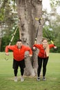 Sport man and woman training in park Royalty Free Stock Photo