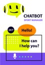 Sport manager. Concept robot chatbot. Sketch head avatar.