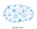 Sport mechanism concept. Football, basketball, volleyball, ball concepts. Abstract background with connected objects