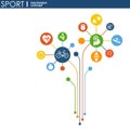 Sport mechanism concept. Football, basketball, volleyball, ball concepts. Abstract background with connected objects