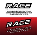 Sport modern alphabet and number fonts. Racing typography italic font uppercase, lowercase and numbers. vector illustrator Royalty Free Stock Photo