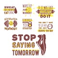 Sport motivational logo vector design hand drawn element banner gym crossfit trainings motivation text lettering