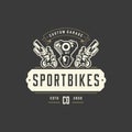 Sport motorcycle logo template vector design element vintage style Royalty Free Stock Photo