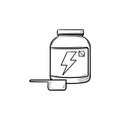 Sport nutrition container hand drawn outline doodle icon. Royalty Free Stock Photo