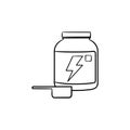 Sport nutrition container hand drawn outline doodle icon. Royalty Free Stock Photo