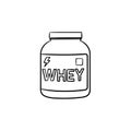 Sport nutrition hand drawn outline doodle icon. Royalty Free Stock Photo