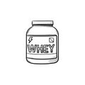 Sport nutrition hand drawn outline doodle icon. Royalty Free Stock Photo