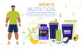 Sport Nutrition and Vitamins Advertising Banner Royalty Free Stock Photo