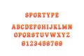 Sport original 3D bold font alphabet letters and numbers for creative design template for logo. Flat illustration EPS10