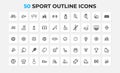 Sport outline icons set. Basketball, bowling, fitness and other elements. Thin outline icons pack Royalty Free Stock Photo