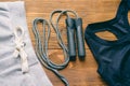 Sport Pants, a sports bra and jump rope Royalty Free Stock Photo