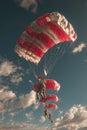 Sport parachutists perform dynamic jumps against a backdrop of clouds during daylight hours Royalty Free Stock Photo