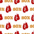 Sport pattern design - box seamless texture with red boxing gloves Royalty Free Stock Photo