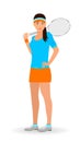 Sport people concept. Tennis woman with racket isolated on a white background.