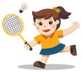 Sport Player. A cute girl playing badminton. Royalty Free Stock Photo