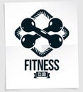 Sport popularization inspirational vector poster made using fitness dumbbell sport equipment.