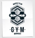 Sport popularization inspirational vector poster made using fitness dumbbell sport equipment.