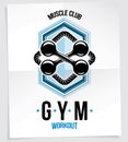 Sport popularization inspirational vector poster made using fitness dumbbell sport equipment.