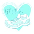 Sport poster with vector running shoe and text let