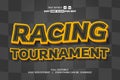 Sport Racing Tournament Event Vector Text Effect Editable Royalty Free Stock Photo