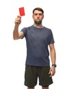 referee whistling whistle and showing red card Royalty Free Stock Photo