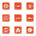 Sport regimen icons set, grunge style Royalty Free Stock Photo