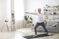 Sport On Retirement. Active Senior Woman Doing Pilates Workout At Home Royalty Free Stock Photo