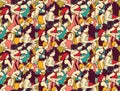 Sport run crowd people marathon seamless pattern Royalty Free Stock Photo