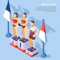 Sport Run Winners Isometric Composition Royalty Free Stock Photo