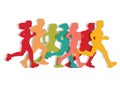 Sport running people cutout flat silhouette.