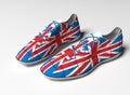 Sport running shoes with laces. snickers in colors of England nation flag Royalty Free Stock Photo