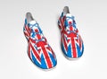 Sport running shoes with laces. snickers in colors of England nation flag Royalty Free Stock Photo