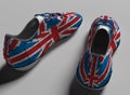 Sport running shoes with laces. snickers in colors of England nation flag Royalty Free Stock Photo