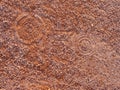 Sport shoe footprint on a tennis clay court. Dry light red surface Royalty Free Stock Photo