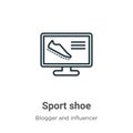 Sport shoe outline vector icon. Thin line black sport shoe icon, flat vector simple element illustration from editable blogger and Royalty Free Stock Photo