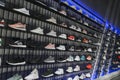 Sport shoes on shelves in Adidas sports shop