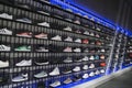 Sport shoes on shelves in Adidas sports shop